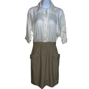 Black Halo (Size 6) Pencil Skirt Dolman Sleeve Dress (Vintage) Pockets Neutral